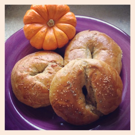 Pumpkin Rosemary Bagels