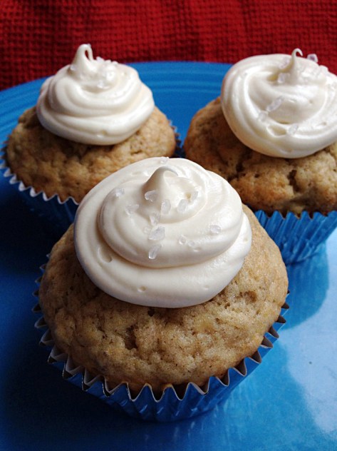 Banana bread cupcakes with dulce de leche icing -- an alternative to boring banana bread