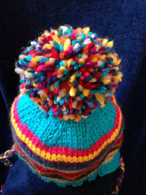 Rainbow Pippi Hat | free ear flap hat pattern from Alaska Knit Nat