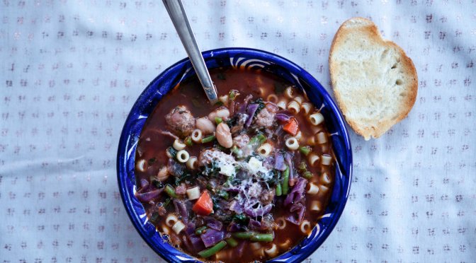 Vegetable soup with Italian sausage || a recipe from Alaskaknitnat.com