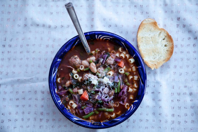 Vegetable soup with Italian sausage || a recipe from Alaskaknitnat.com