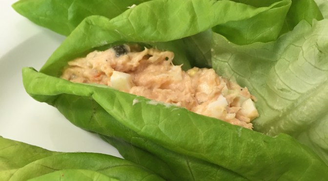 Salmon salad lettuce wraps