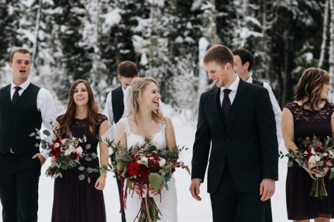 Red and white wintertime bouquet designed by Natasha Price of Alaskaknitnat.com | Photo by Grace Adams Photography