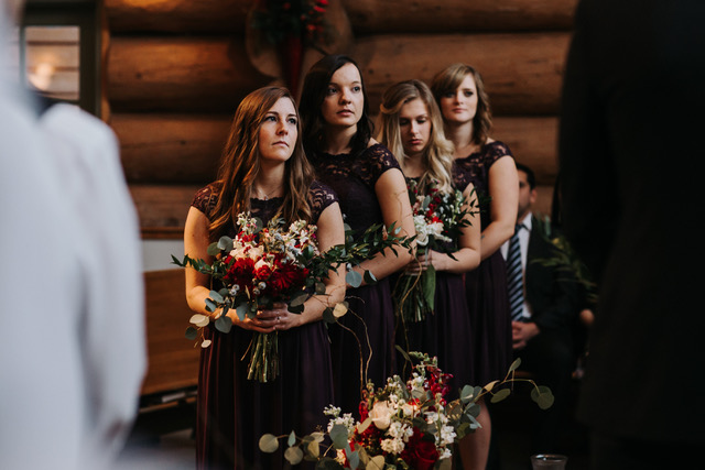 Red and white wintertime bouquet designed by Natasha Price of Alaskaknitnat.com | Photo by Grace Adams Photography