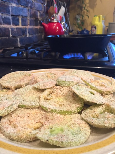 Fried Green Tomatoes | try this simple recipe for a tasty appetizer. The breading is made with Cream of Wheat! Recipe available at alaskaknitnat.com
