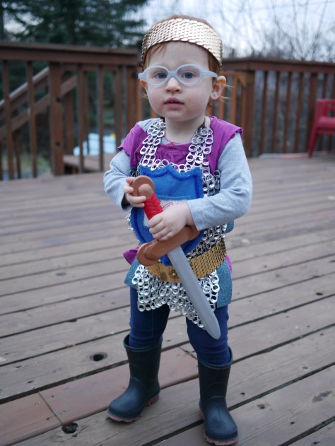 DIY Knight in Shining Armor Baby Costume | made from soda pop tabs and jump rings, this DIY baby costume is a great project for those dedicated crafty parents. Featured on Alaskaknitnat.com