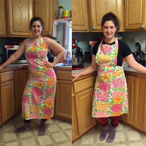Refashion a thrift store linen dress into an apron | a free pattern from Alaskaknitnat.com