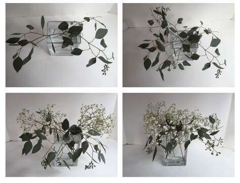 DIY Mother's Day arrangement | Make a beautiful floral centerpiece in just a few simple steps using eucalyptus, baby's breath, alstroemeria and football mums. Tutorial by alaskaknitnat.com