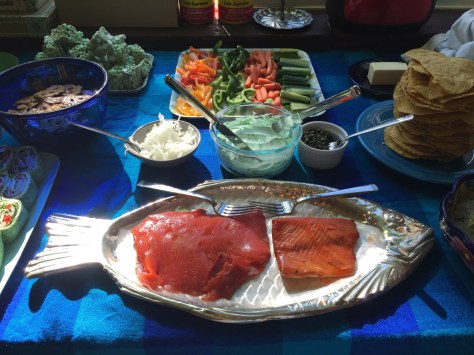 Green tortilla pinwheels with spinach, peso, pecorino Romano, roasted red peppers and ham