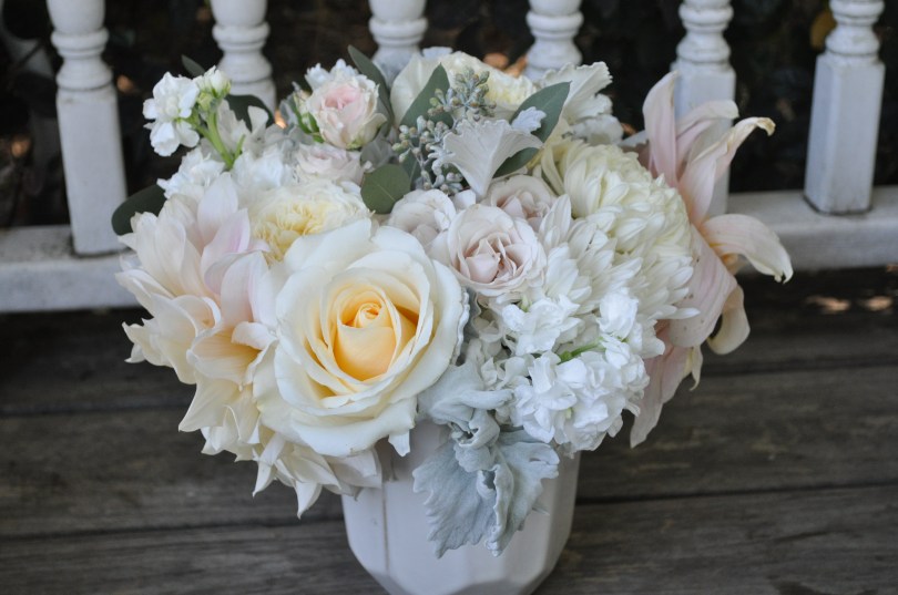 Marin Wedding - blush, ivory, white, cream and peach hues. Roses, mums and the cafe au lait dahlia. Absolute perfection | floral design by Natasha Price of Alaskaknitnat.com and Evan Facloner of Paper Peony