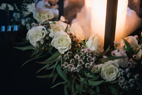 Wreaths made from willow eucalyptus, spray rose and waxflower | designed by Natasha Price and photo by Erica Rose Photography