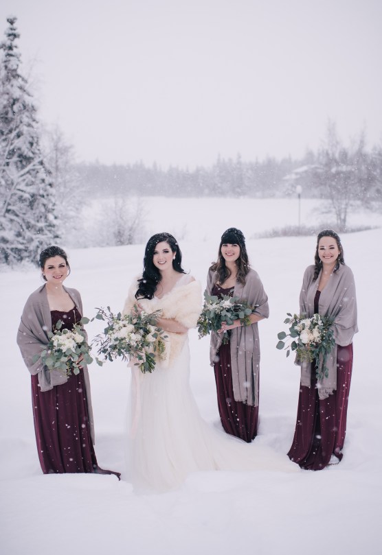 The perfect winter wedding bouquet | roses, stock, waxflower and carnation mixed with eucalyptus. Flowers by Natasha Price and photo by Erica Rose Photography