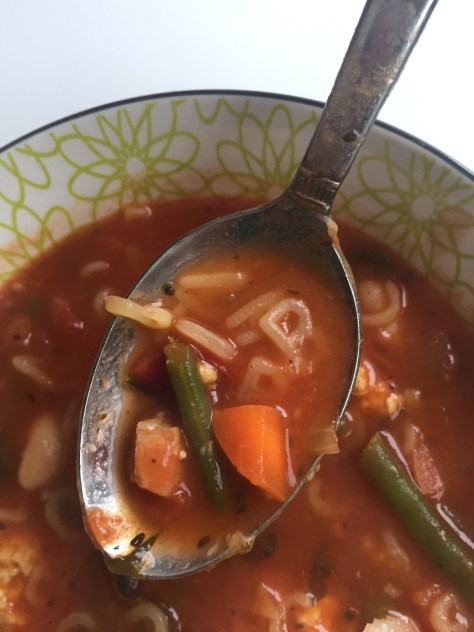 Alphabet vegetable soup is a crowdpleaser - and it's good for you too! Recipe from Alaskaknitnat.com