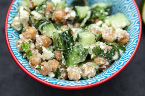 Cucumber chickpea salad with lime dressing | a recipe from Alaska Knit Nat