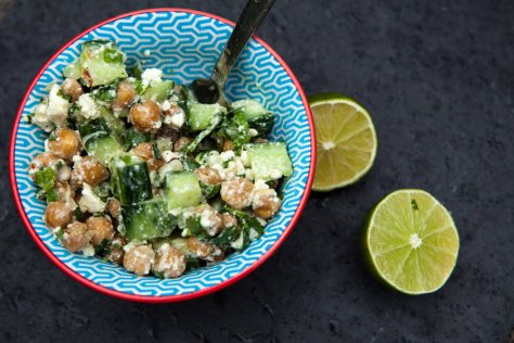 Cucumber chickpea salad with lime dressing | a recipe from Alaska Knit Nat