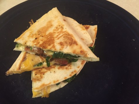 Bacon Spinach Quesadilla - a quick and simple dinner from Alaskaknitnat.com