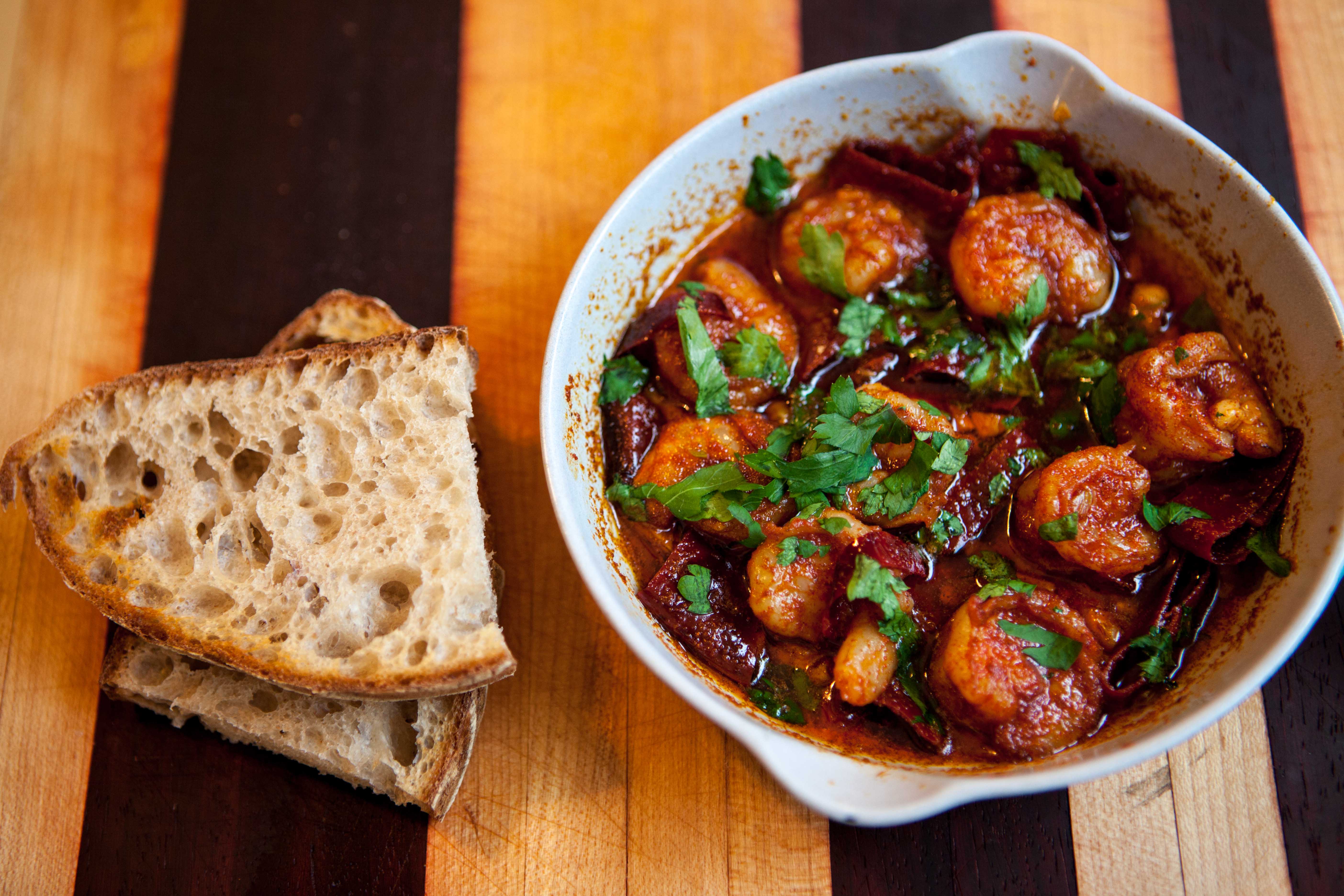 Gambas - shrimp with garlic, paprika and chilis | A recipe by alaskaknitnat.com