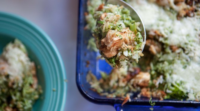 Broccoli Rice Chicken Pesto Casserole